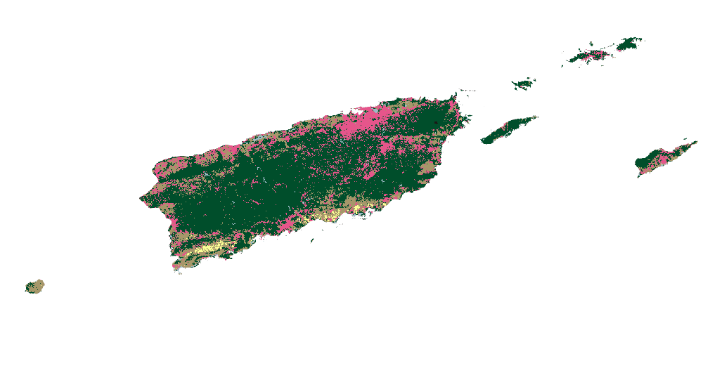 Map of LCMS Land Use output across Puerto Rico and the U.S. Virgin Islands